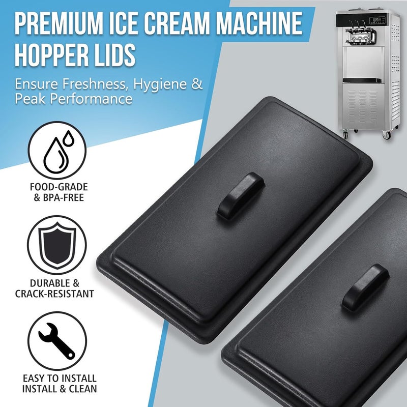 FixoTech Two-Piece Plastic Mix Hopper Lid Compatible with Vevor Soft Serve Ice Cream Machines - Durable Replacement Cover（34x19.5CM） - Image 4